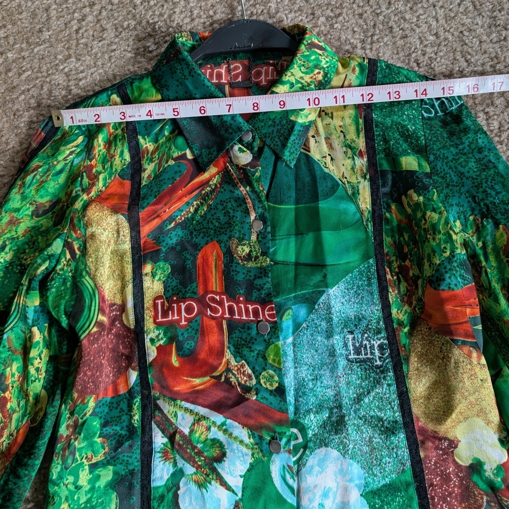 Custo Barcelona Green and Brown Printed Silk Shirt - Picture 2 of 8